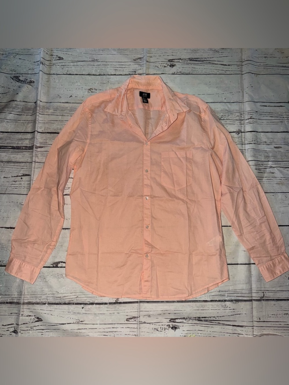 H&M Men’s Light Peach Long-Sleeve Button-Up Shirt